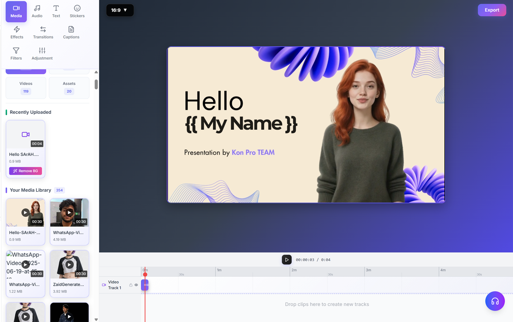 Template Video Generation Example
